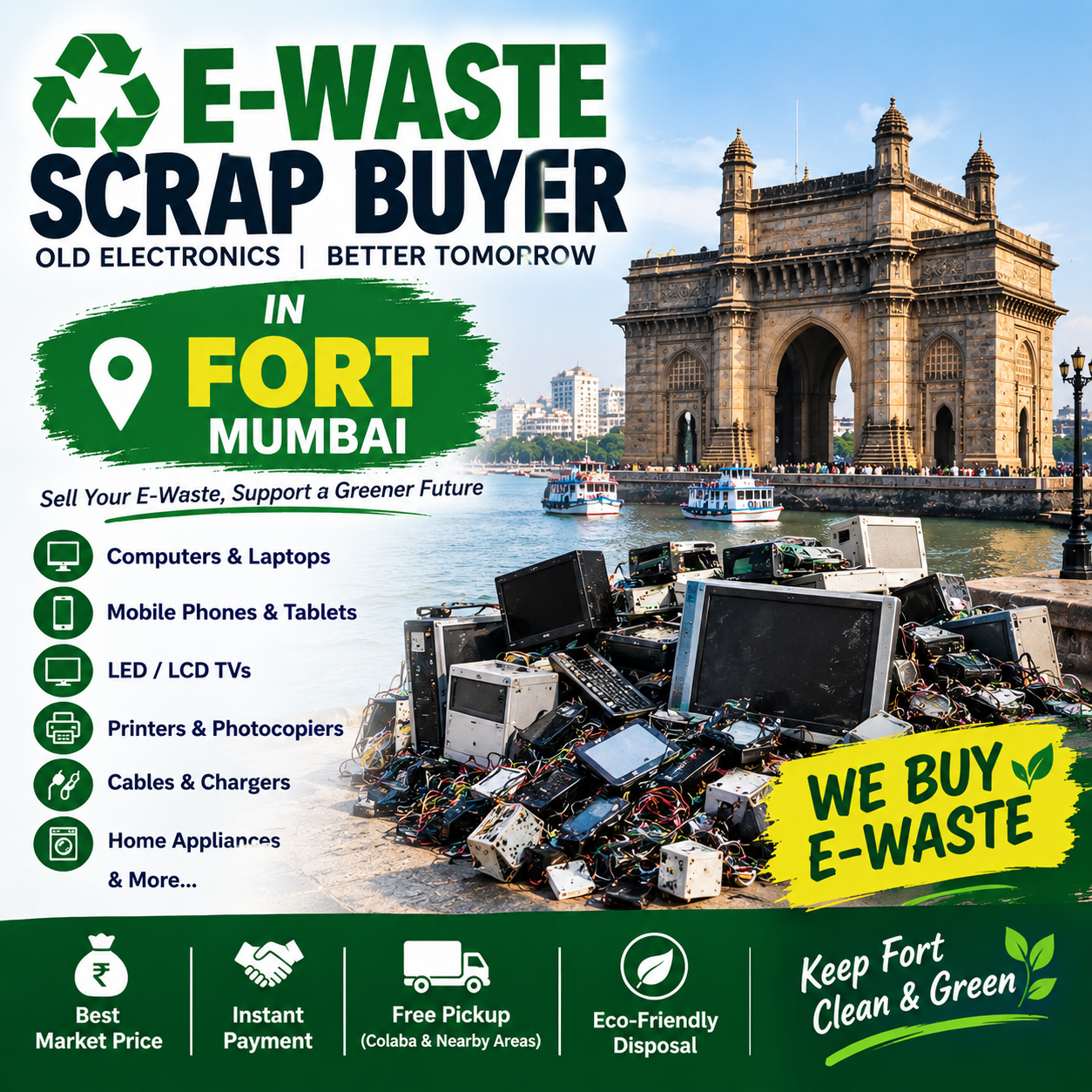 E-waste scrap buyer in Fort Mumbai purchasing corporate computers, networking equipment and electronic scrap