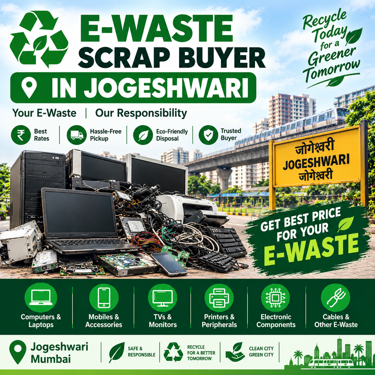 E-waste scrap buyer in Jogeshwari Mumbai for computers, office electronics and bulk electronic scrap