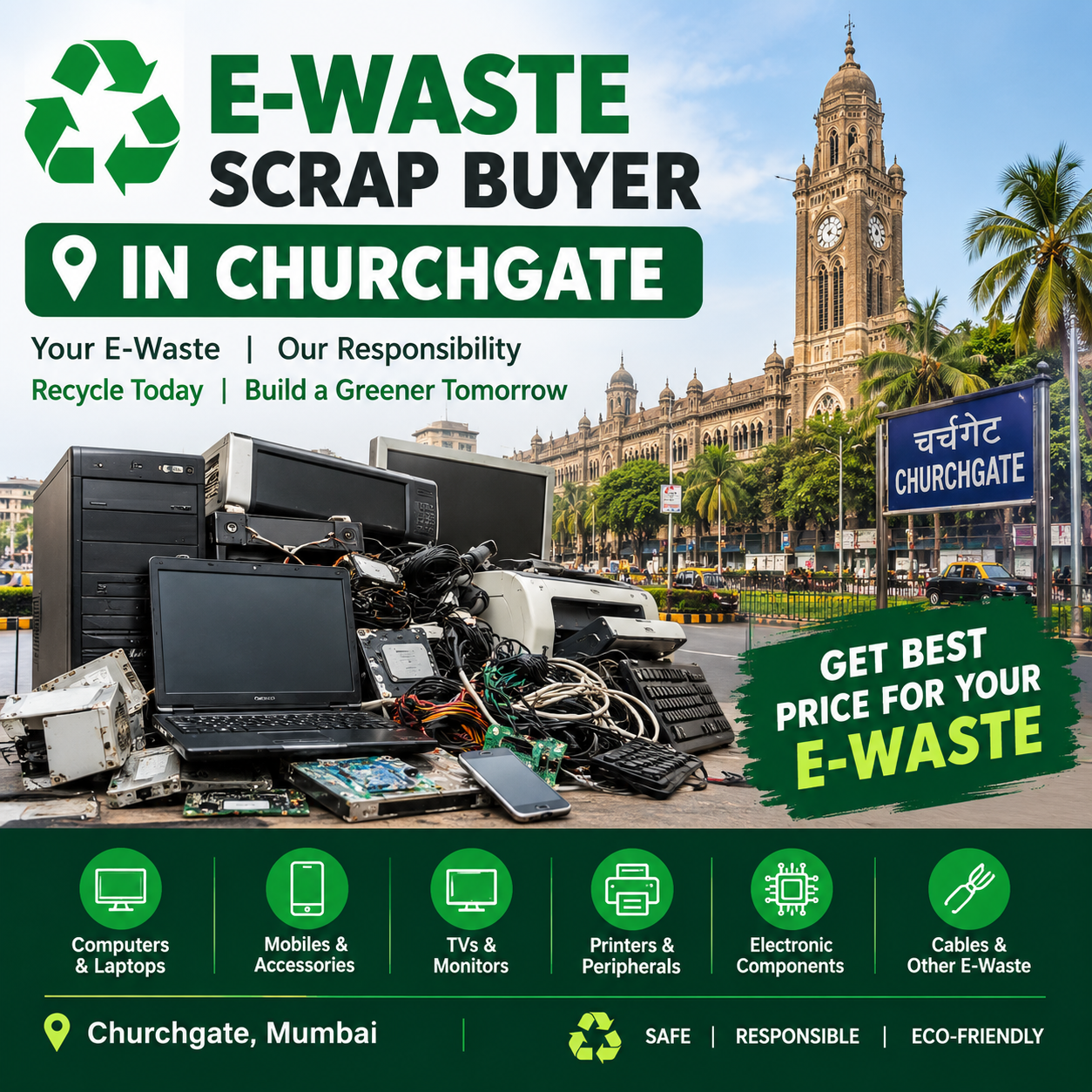 Churchgate Mumbai e-waste scrap buyer assessing corporate computers, electronic equipment and IT assets