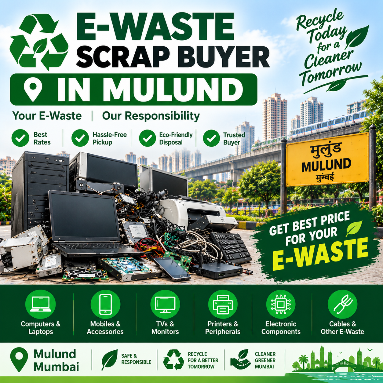 E-waste scrap buyer in Mulund Mumbai for computer scrap, office electronics and industrial electronic waste